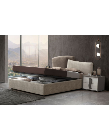 Camera da letto Musto cashmere e antracite con letto contenitore