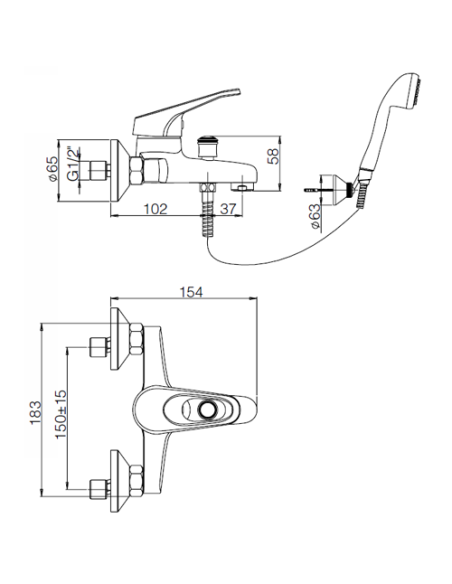 Miscelatore Piralla per vasca esterno serie Noemy con Duplex 0NE00002A21 cromato - Kallea