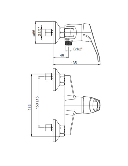 Miscelatore Piralla esterno per doccia serie Noemy 0NE00028A16 cromato - Kallea