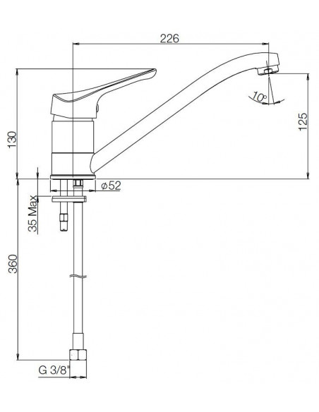 Rubinetto Miscelatore per lavello cucina con canna bassa girevole serie Air Piralla senza scarico 0RI00101A16 cromato - Kallea