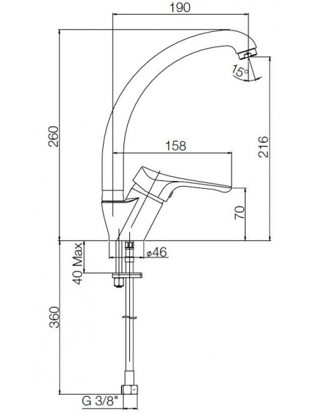 Rubinetto Miscelatore per lavello cucina con canna alta girevole serie Air Piralla senza scarico 0RI00104A16 cromato - Kallea