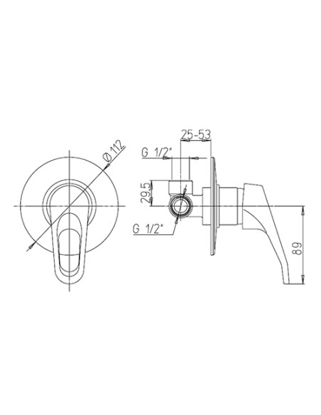 Miscelatore Piralla incasso per doccia serie Noemy 0NE00410A16 cromato - Kallea