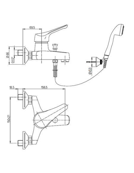 Miscelatore Piralla per vasca esterno serie Air con Duplex 0RI00002A21 cromato - Kallea