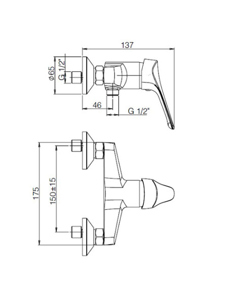 Miscelatore Piralla esterno per doccia serie Air 0RI00028A21 cromato - Kallea