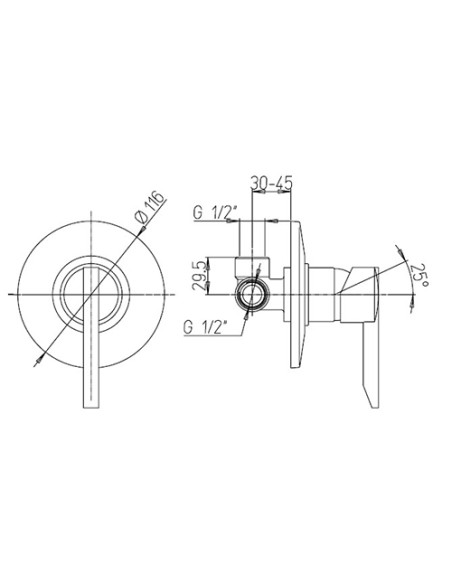 Miscelatore Piralla incasso per doccia serie Syrena 0SY00410A16 cromato - Kallea