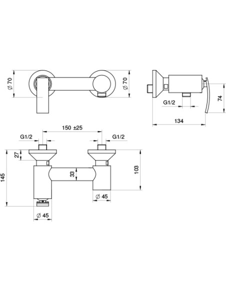 Miscelatore Jacuzzi esterno per doccia serie Roy 0RY00028JA00 cromato - Kallea