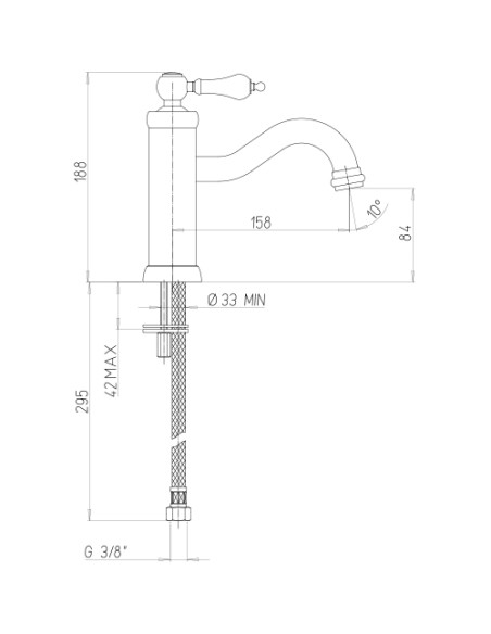 Rubinetto Miscelatore monoforo per lavabo serie Vintage Jacuzzi con piletta click clack inclusa 0VI00086JA00 cromato - Kallea