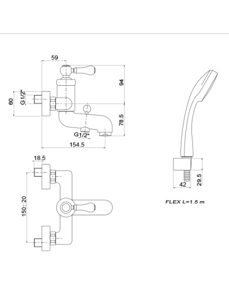 Miscelatore Jacuzzi per vasca esterno serie Vintage con Duplex 0VI00002JA01 cromato - Kallea