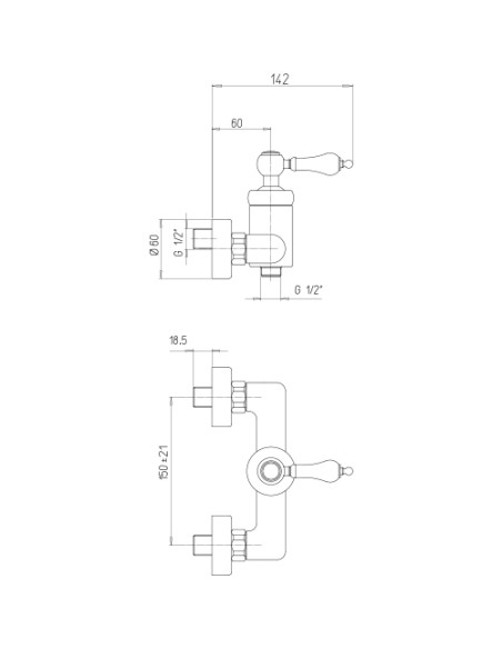 Miscelatore Jacuzzi esterno per doccia serie Vintage 0VI00028JA00 cromato - Kallea