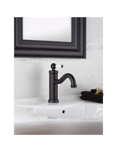 Rubinetto Miscelatore monoforo per lavabo serie Vintage YO Jacuzzi con piletta click clack inclusa 0VIYO086JA00 nero opaco - ...