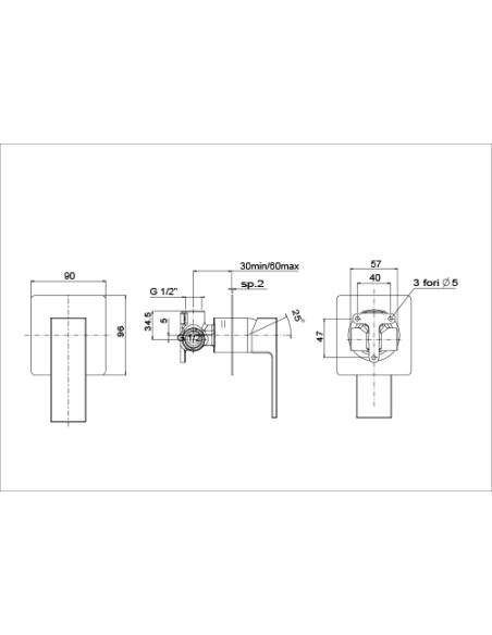 Miscelatore Jacuzzi incasso ad 1 uscita per doccia serie Kley 0KL00410JA00 cromato - Kallea