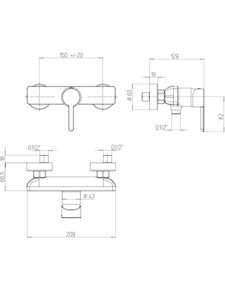 Miscelatore Jacuzzi esterno per doccia serie Sunrise 0SN00028JA01 cromato - Kallea