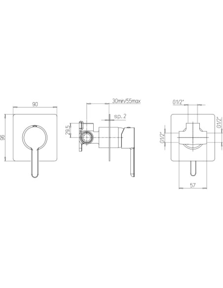 Miscelatore Jacuzzi incasso per doccia ad 1 uscita serie Sunrise YO 0SNYO410JA01 nero opaco - Kallea