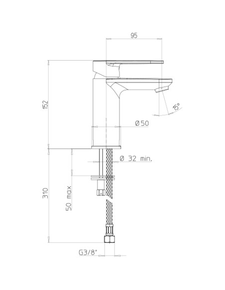 Rubinetto Miscelatore monoforo per lavabo serie Bora Jacuzzi con piletta click clack inclusa 0BR00086JA00 cromato - Kallea