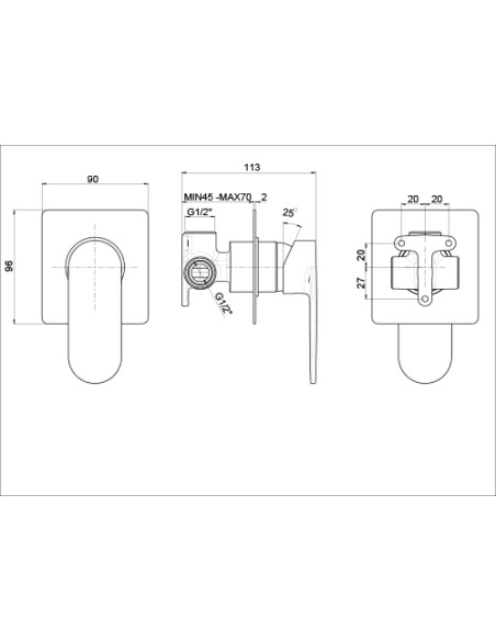 Miscelatore Jacuzzi incasso ad 1 uscita per doccia serie Bora 0BR00410JA01 cromato - Kallea