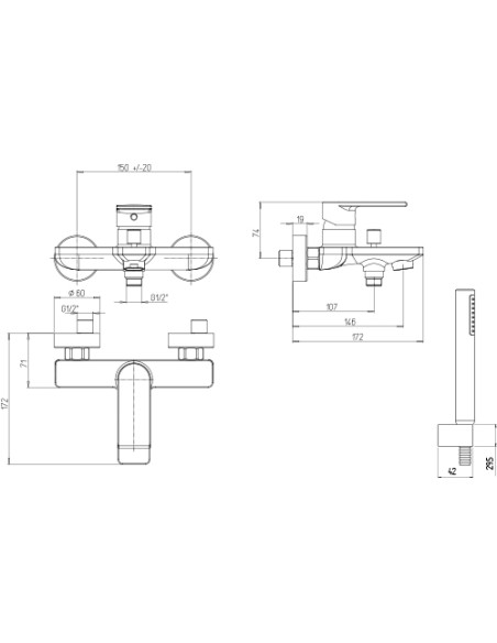 Miscelatore Jacuzzi per vasca esterno serie Wind con Duplex 0WI00002JA02 cromato - Kallea