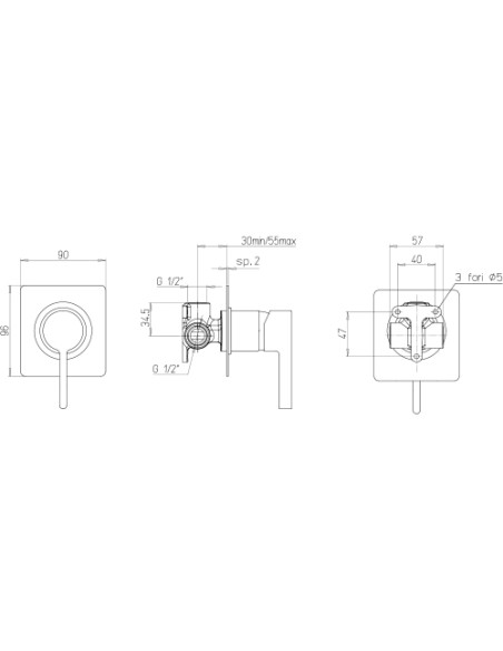 Miscelatore Jacuzzi incasso ad 1 uscita per doccia serie Fire 0FR00410JA00 cromato - Kallea