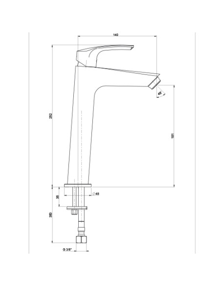 Rubinetto Miscelatore monoforo per lavabo alto serie Shiny Jacuzzi con piletta click clack inclusa 0SH00493JA00 cromato - Kallea