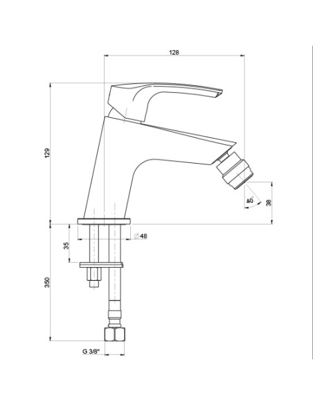 Rubinetto Miscelatore monoforo per bidet serie Shiny Jacuzzi con piletta click clack inclusa 0SH00092JA00 cromato - Kallea