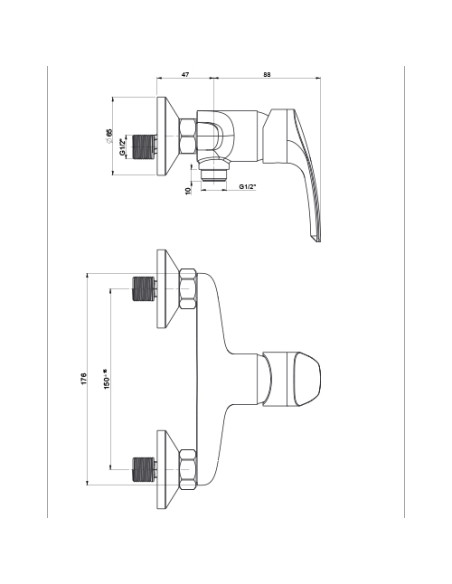 Miscelatore Jacuzzi esterno per doccia serie Shiny 0SH00028JA00 cromato - Kallea