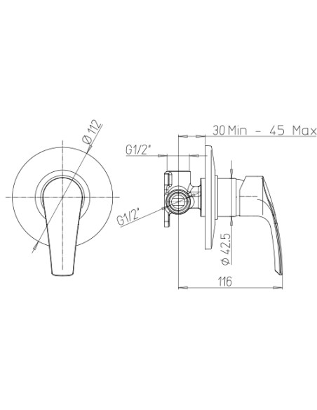 Miscelatore Jacuzzi incasso ad 1 uscita per doccia serie Shiny 0SH00410JA00 cromato - Kallea