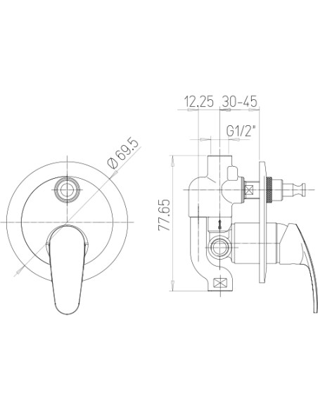 Miscelatore Piralla incasso per doccia serie Fenix con deviatore 0FX00400A22 cromato - Kallea