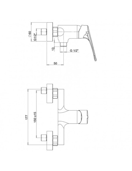 Miscelatore Piralla esterno per doccia serie Global 0GL00028A22 cromato - Kallea