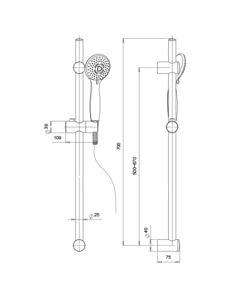 Saliscendi Jacuzzi serie Sunrise Plus doccia anticalcare 0SN00900JA02 cromato - Kallea