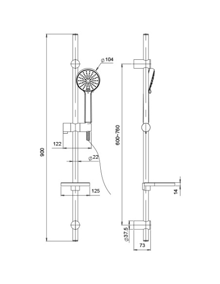 Saliscendi doccia di Jacuzzi Rubinetteria con doccino multigetto,  flessibile in ABS cromato e portasapone, Arcshop