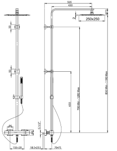 Colonna doccia Jacuzzi Sunrise senza miscelatore con deviatore meccanico e  supporto doccia con flessibile grigio 0SN00846JA04