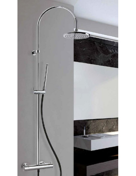 Colonna doccia Jacuzzi Sunrise con miscelatore termostatico deviatore e supporto doccia 0SN00199JA00 con flessibile grigio - ...