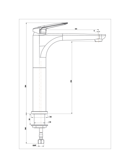 Rubinetto Miscelatore monoforo per lavabo alto serie Lake Piralla con scarico automatico 0LK00488A22 cromato - Kallea