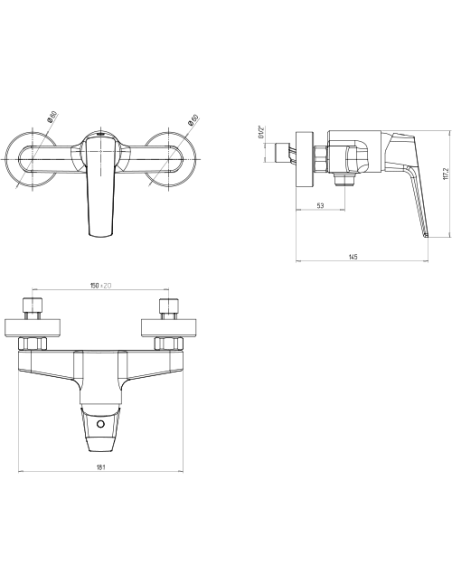 Miscelatore Piralla esterno per doccia serie Ice 0IE00028A22 cromato - Kallea