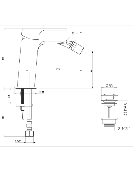 Rubinetto Miscelatore monoforo per bidet serie Polo Piralla con scarico automatico 0PL00094A22 cromato - Kallea