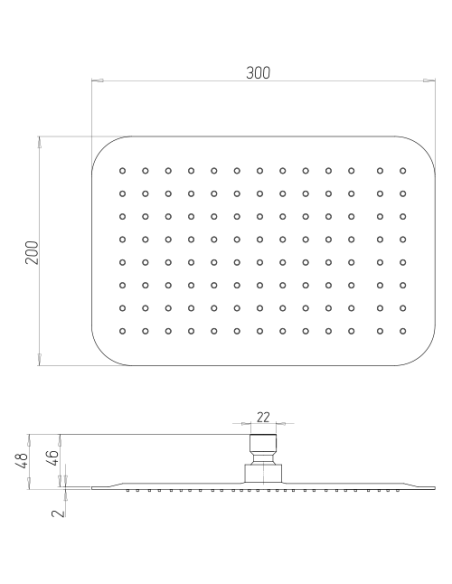 Soffione Jacuzzi Quadro in acciaio inox ultrapiatto 300x200 mm art. 1811059AC00 - Kallea