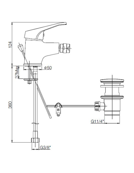 Set Rubinetti Piralla per lavabo e bidet con scarico automatico e doccia esterno serie Noemy cromato - Kallea