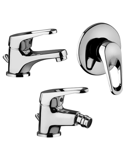 Set Rubinetti Piralla per lavabo e bidet con scarico automatico e doccia incasso serie Noemy cromato - Kallea