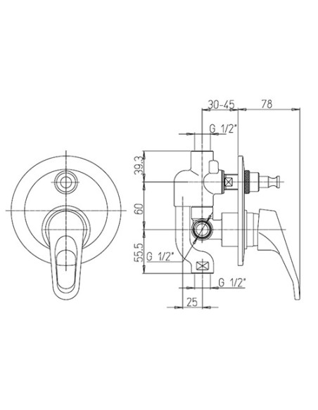 Set Rubinetti Piralla per lavabo e bidet con scarico automatico e doccia incasso con deviatore serie Noemy cromato - Kallea