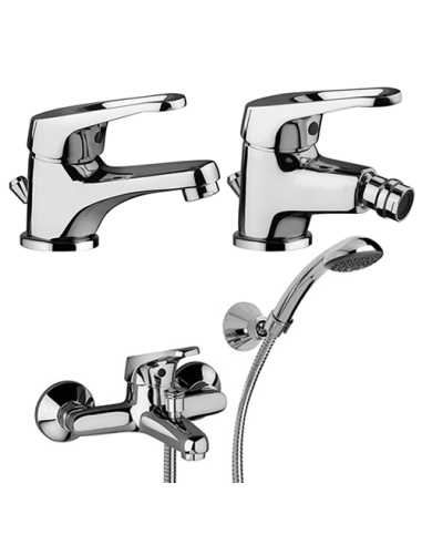 Set Rubinetti Piralla per lavabo e bidet con scarico automatico e vasca serie Noemy cromato - Kallea