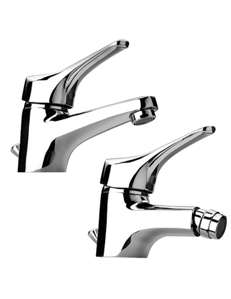 Set Rubinetti Piralla per lavabo e bidet con scarico automatico serie Air cromato - Kallea