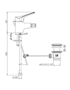 Rubinetto Miscelatore monoforo per bidet serie Syrena Piralla con scarico  automatico 0SY00094A16 cromato