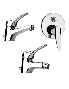 Set miscelatore lavabo a muro con piastra e bidet con incasso doccia con  deviatore cromo – Acq