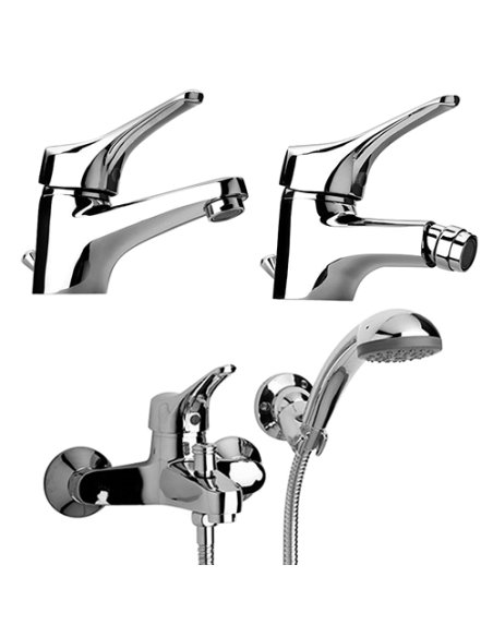 Set Rubinetti Piralla per lavabo e bidet con scarico automatico e vasca serie Air cromato - Kallea