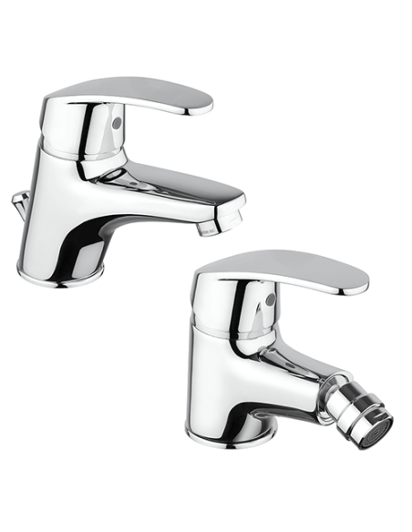 Set Rubinetti Piralla per lavabo e bidet con scarico automatico serie Fenix cromato - Kallea