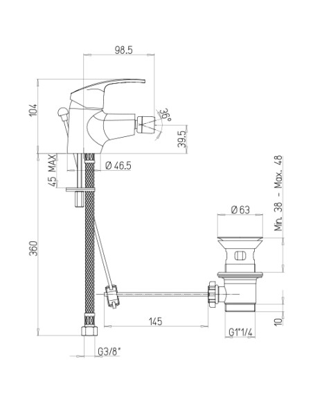 Set Rubinetti Piralla per lavabo e bidet con scarico automatico e doccia incasso serie Fenix cromato - Kallea