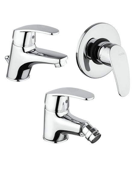 Set Rubinetti Piralla per lavabo e bidet con scarico automatico e doccia incasso serie Fenix cromato - Kallea