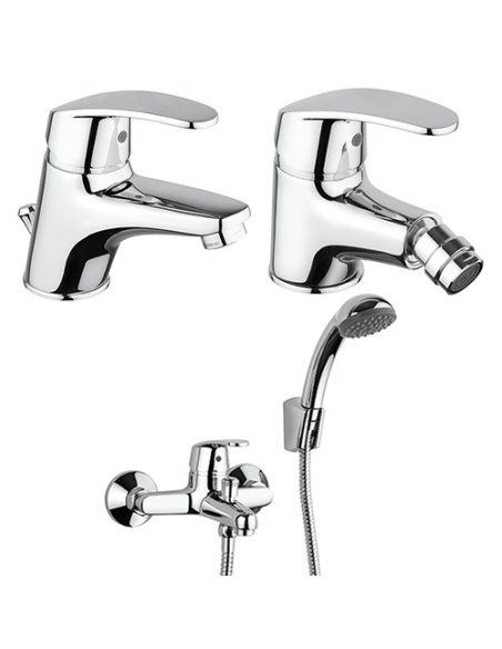 Set Rubinetti Piralla per lavabo e bidet con scarico automatico e vasca serie Fenix cromato - Kallea