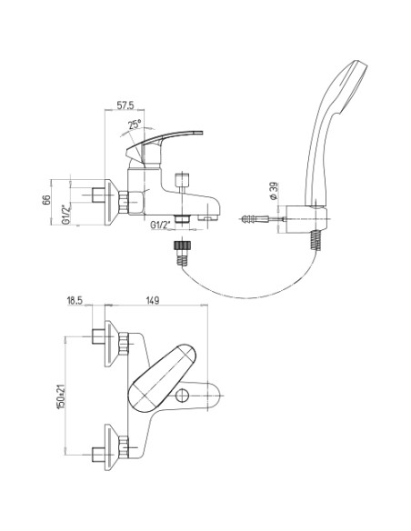 Set Rubinetti Piralla per lavabo e bidet con scarico automatico e vasca serie Fenix cromato - Kallea