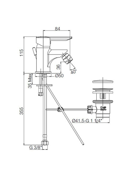 Set Rubinetti Piralla per lavabo e bidet con scarico automatico serie Syrena cromato - Kallea