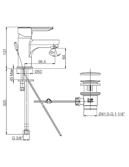 Set Rubinetti Piralla per lavabo e bidet con scarico automatico e doccia esterno serie Syrena cromato - Kallea